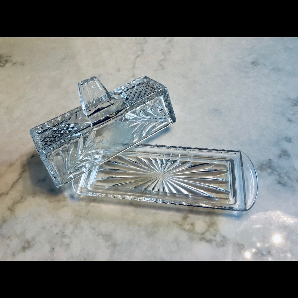 Vintage Crystal Butter Dish and Cover - Picture 2 of 5